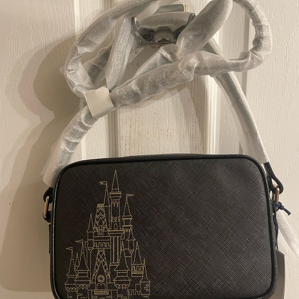 Dooney & Bourke WDW Castle Brand New Black Crossbody Bag with Gold Castle Design - Picture 2 of 14